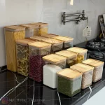 بانکه حبوبات اکرولیک درب چوبی