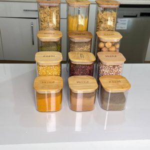 بانکه حبوبات اکرولیک درب چوبی مدل کلیز